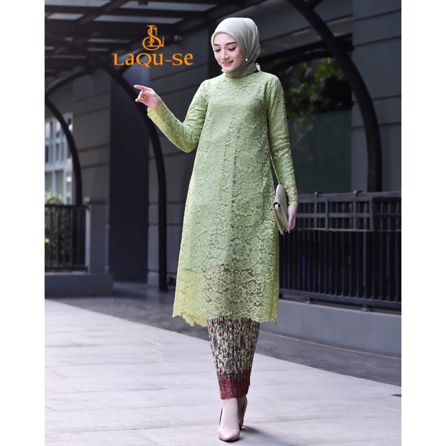 Set Kebaya Tunik Brukat Modern Simple Terbaru Dress Kondangan Wanita New Collection By Laquse_kebaya2