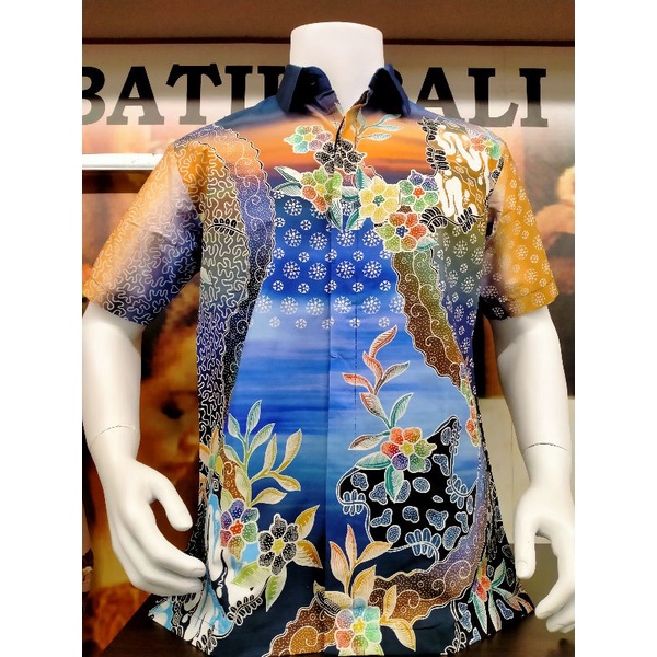 Batik Bali Lestari kemeja motif batik digital lengan pendek