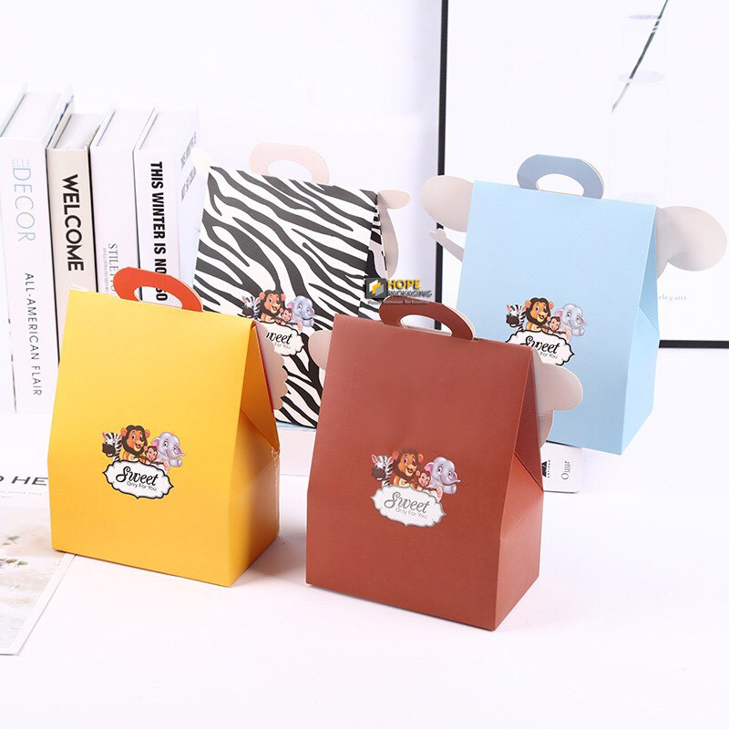 [ 5 PCS ] Promo Murah Paper Box Ultah Kids SERI 2 Bentuk Tas Gift Box animal Souvenir Dus Hadiah Snack Permen Kue hadiah bayi box baby / new born