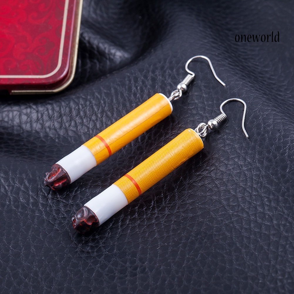 OW@ Funny Women Cigarette Butts Pendant Hook Dangle Earrings Party Jewelry Gift