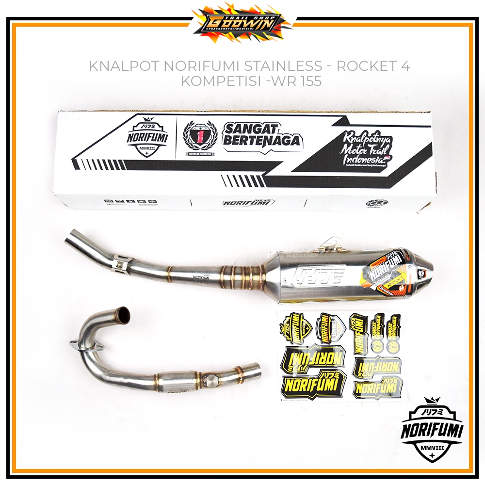 Knalpot NORIFUMI ROCKET 4 TITANIUM KOMPETISI BORE UP SE KLX 150 BF DT / KLX 140 BUILT UP CRF 150 L WR 155 R Stainless ORIGINAL-8