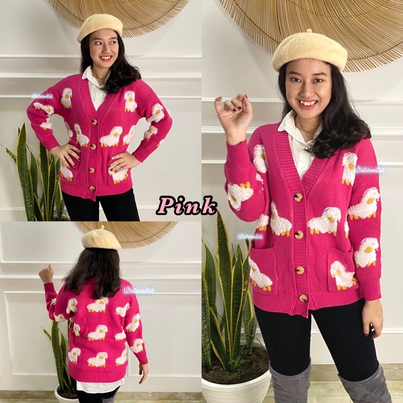 Cardigan wanita import korea domba oversized sheep kardigan jaket jacket cewek hangat gunung