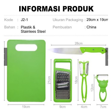 [TERMURAH] Set Talenan Dapur Lengkap Dengan Pisau Dan Peeler 5in1