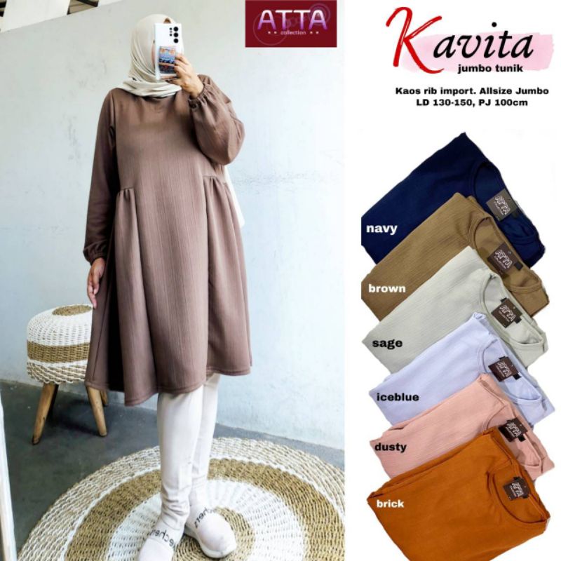 kavita jumbo tunik jumbo kaos rib ld 130 by atta