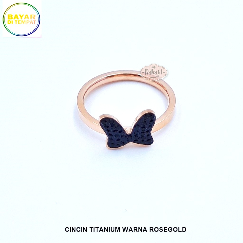 RAKA Acc - Cincin Wanita Cincin Titanium Pita Minnie Mouse Hitam Aksesoris Perhiasan Wanita 530