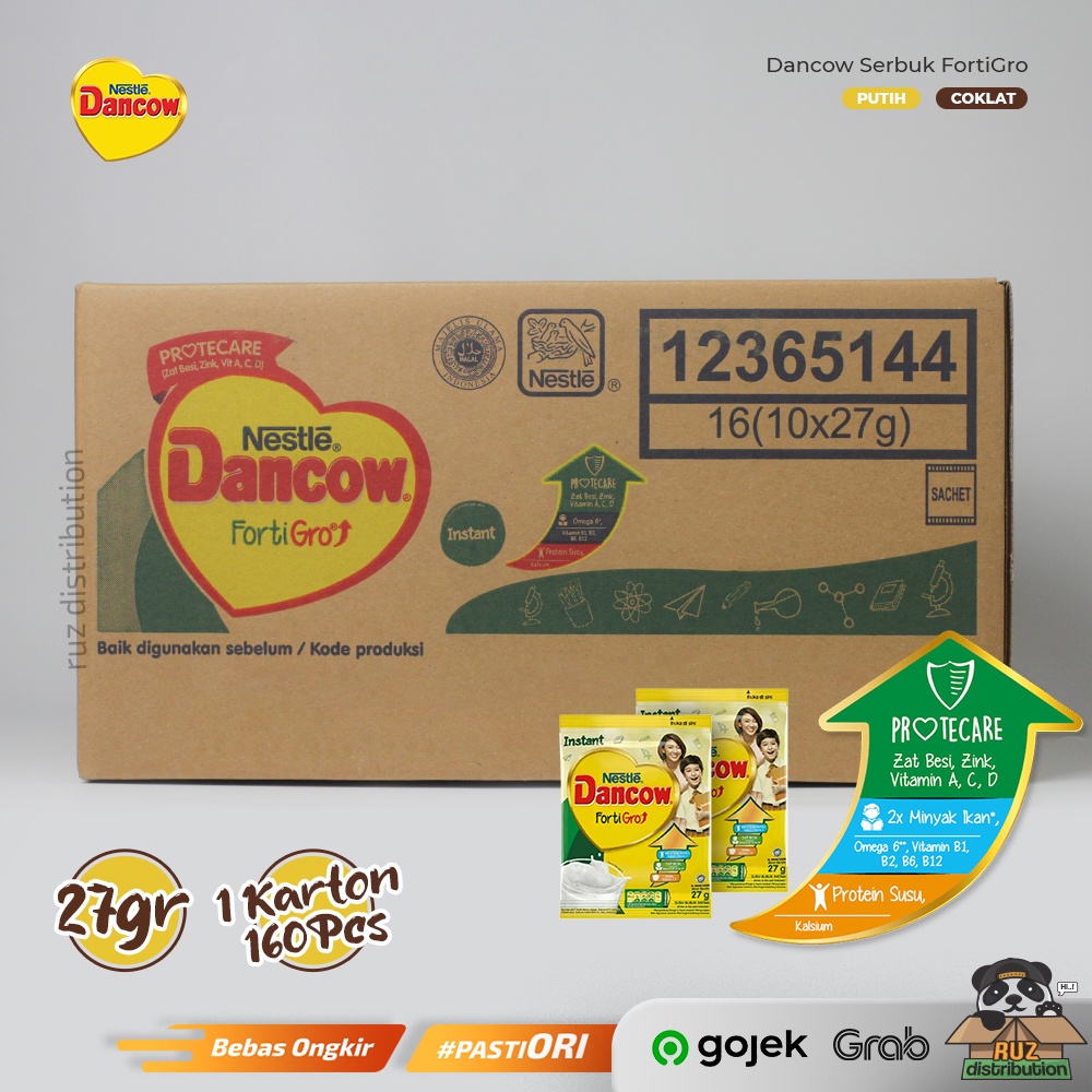 Dancow FortiGro Sachet 27gr Karton 160Pcs - Susu Dancow 27 gr 1 Dus