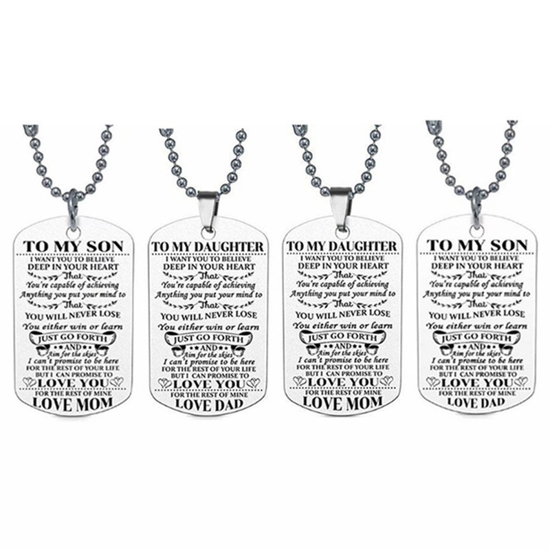 To My Son Daughter I Want You To Believe Love Dad Mom Dog Tag Necklace