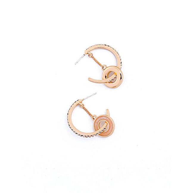 LRC Anting Tusuk Fashion Geometric Earrings Geometric Circle With Diamond Earrings D09047