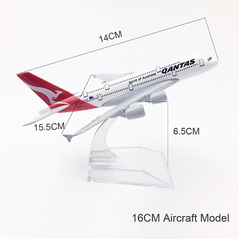 Qantas Airways A380 Model Pesawat Terbang Airbus 380 Bahan Alloy Diecast Ukuran 16CM / 20CM