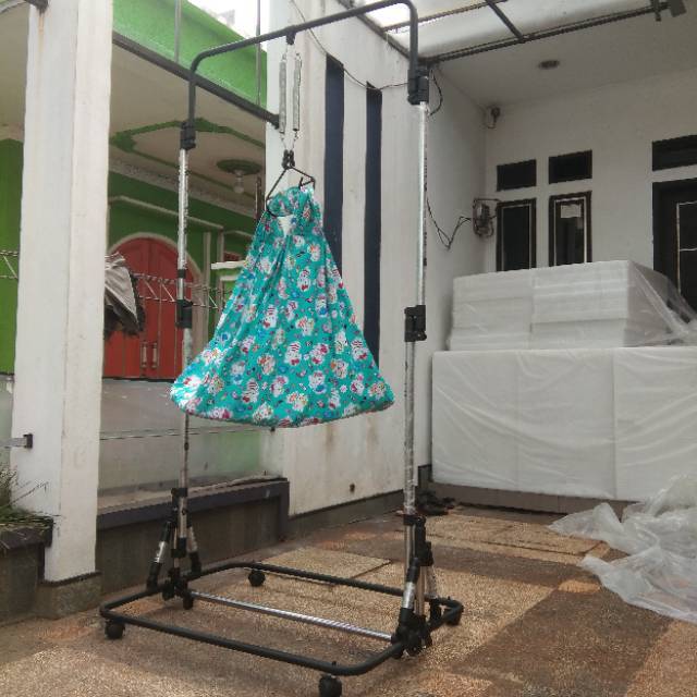 Ayunan Bayi dan Tiang Stainless Portable Model LIPAT Praktis TERBARU