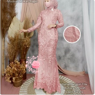 Baju Gamis Muslim Terbaru 2020 2021 Model Baju Pesta Wanita kekinian Bahan Brukat Kondangan remaja