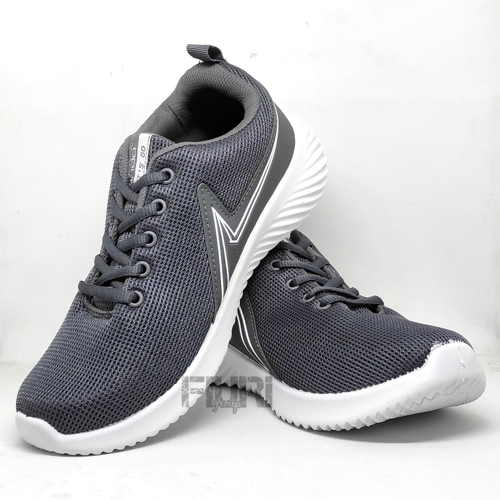 FIURI - Ando Original - BOAZ 39-43 Abu Tua - Sepatu Kets Pria - Sepatu Sneakers Pria - Sepatu Olahraga Sport Pria - Sepatu Casual - Sepatu Jogging Lari Fitness Gym Senam Pria - Sepatu Sekolah Bertali SD SMP SMA - Fiuri