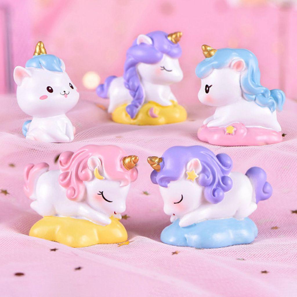 [Elegan] Patung Unicorn Untuk Anak Perempuan 1pcs Miniatur Kerajinan Taman Peri Hewan Lucu Model Unicorn