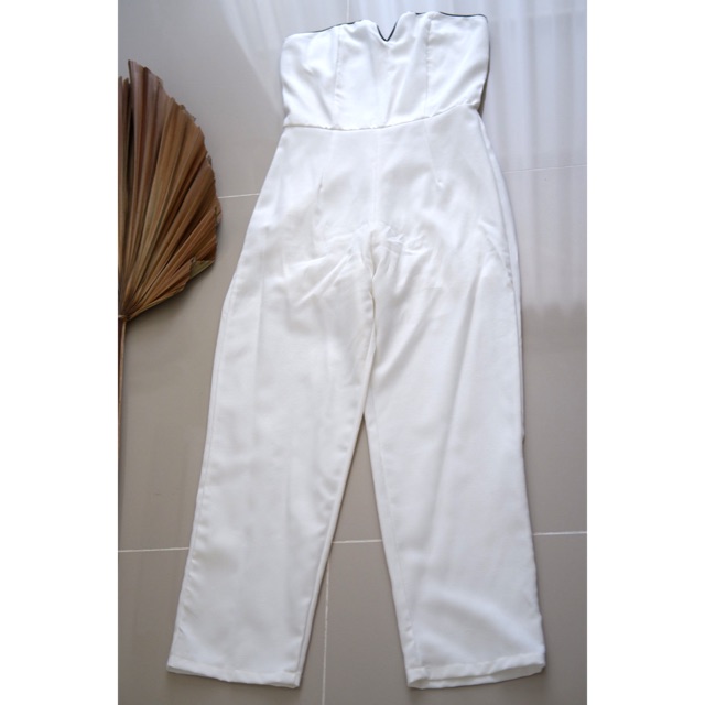 white tube jumpsuit