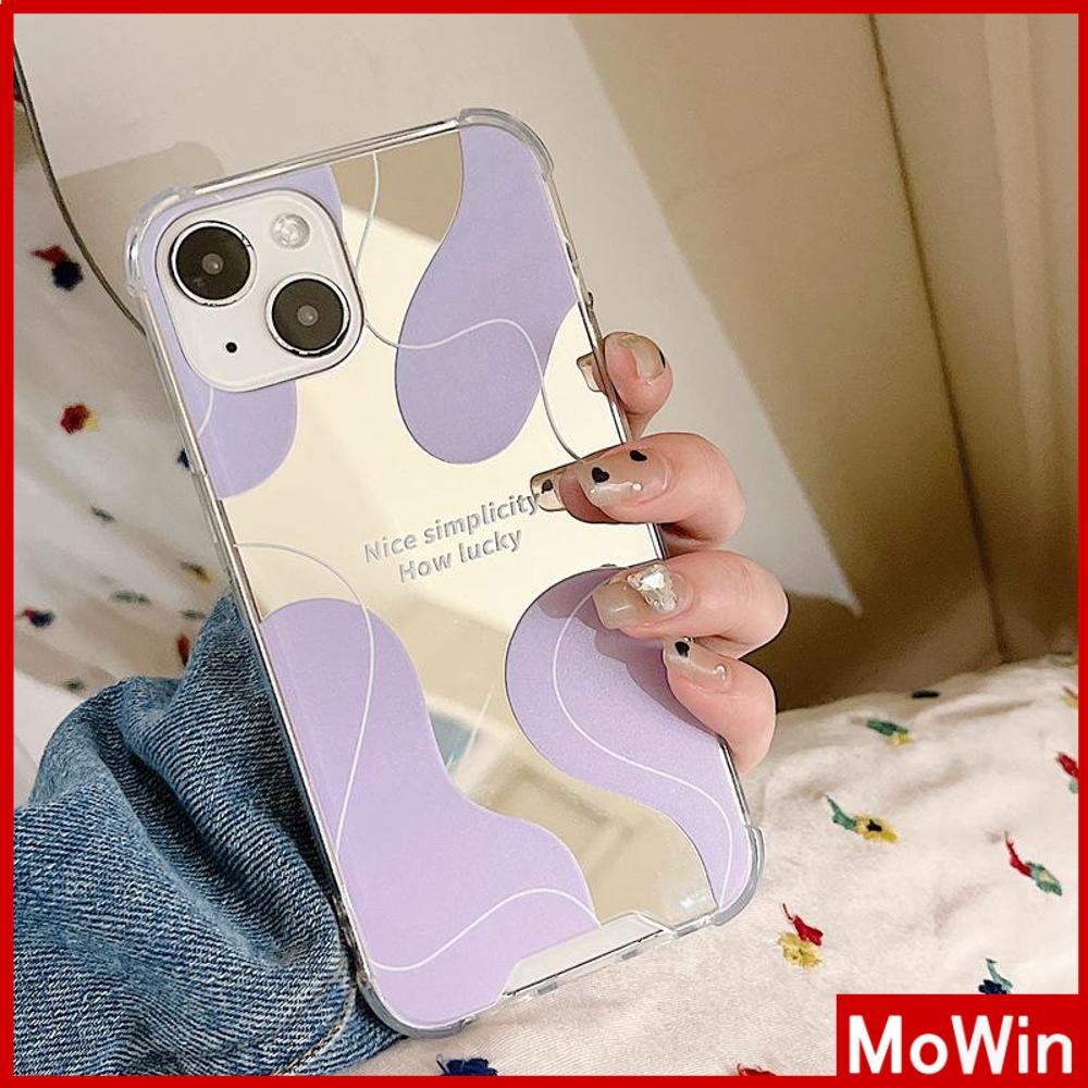 iPhone Case Luxury Acrylic Mirror Airbag Shockproof Protection Camera Romantic Purple Simple Compatible For iPhone 11 Pro Max 13 Pro Max 12 Pro Max 7Plus xr XS Max