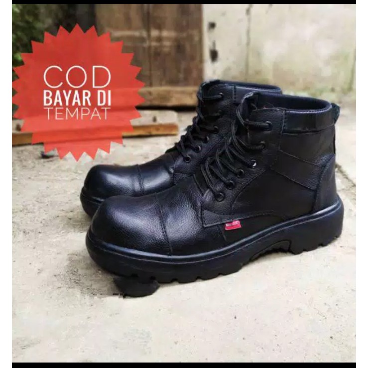 SEPATU KULIT 100% SEPATU PRIA SEPATU COWOK SEPATU KERJA SEPATU SAFETY SEMI BOOTS LOW/TALI PRIA BOOT