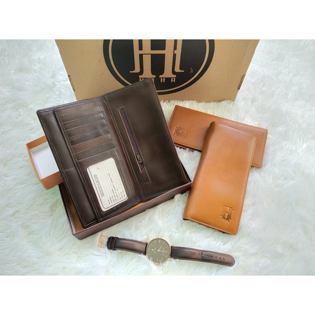 Dompet Panjang Lipat Kartu Kulit Asli Pria - Leather Wallet Logant HaHa