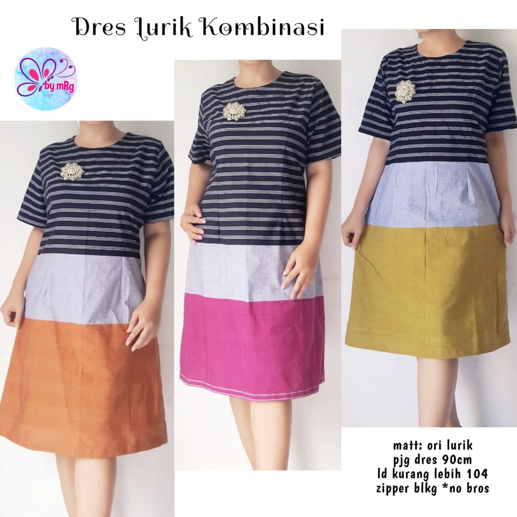DRES LURIK,BUSANA WANITA,DRES BATIK KANTORAN