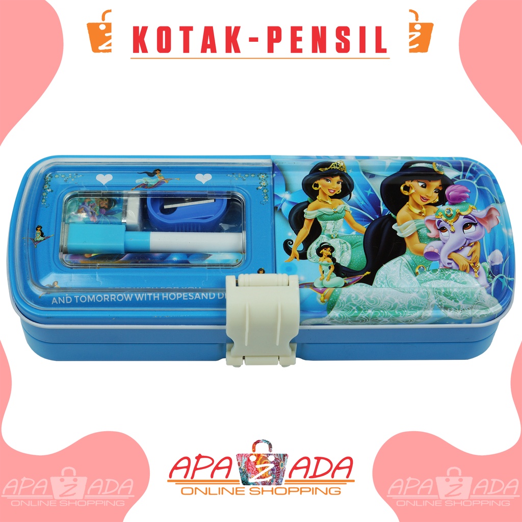 Apazada - Kotak Pensil Kaleng Karakter  2 Susun + Isi / Tempat Pensil Kaleng Plus Isi / Pencil Case Murah Berkualitas Bisa Cod-5