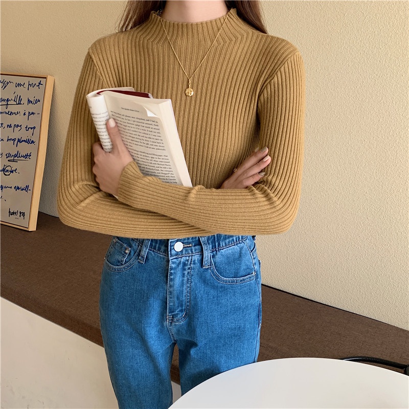 XIAOZHAINV Sweater Knit Wanita Korean Style Lengan Panjang 8A42