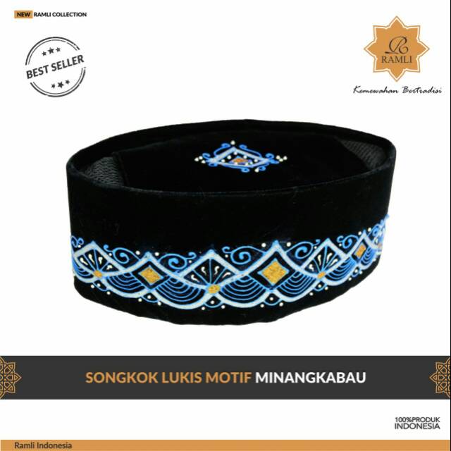 TERBARU PECI SONGKOK KOPYAH HITAM MOTIF MINANGKABAU