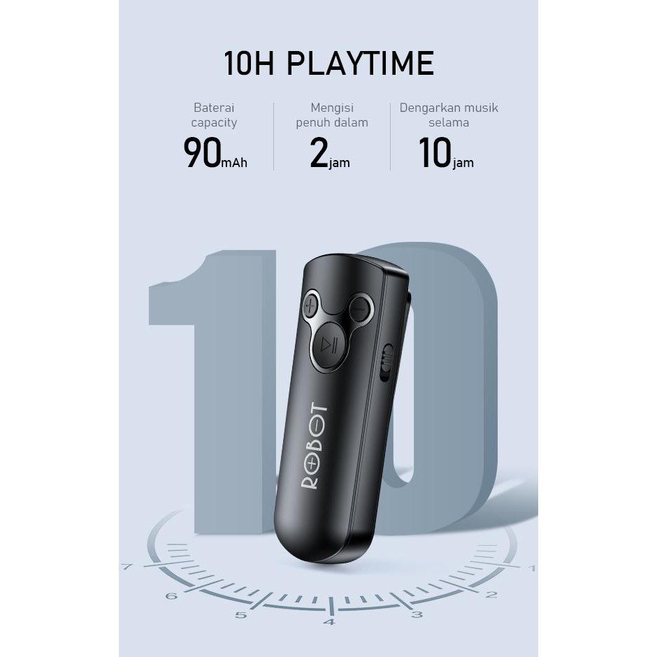 ROBOT RS10 Small &amp; Portable HD Sound Quality Audio Receiver Bluetooth5.0 10H Playtime Small and Port