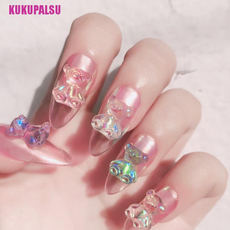 (Full) 6pcs Hiasan Kuku 3d Bentuk Beruang 3 Ukuran Untuk Nail Art