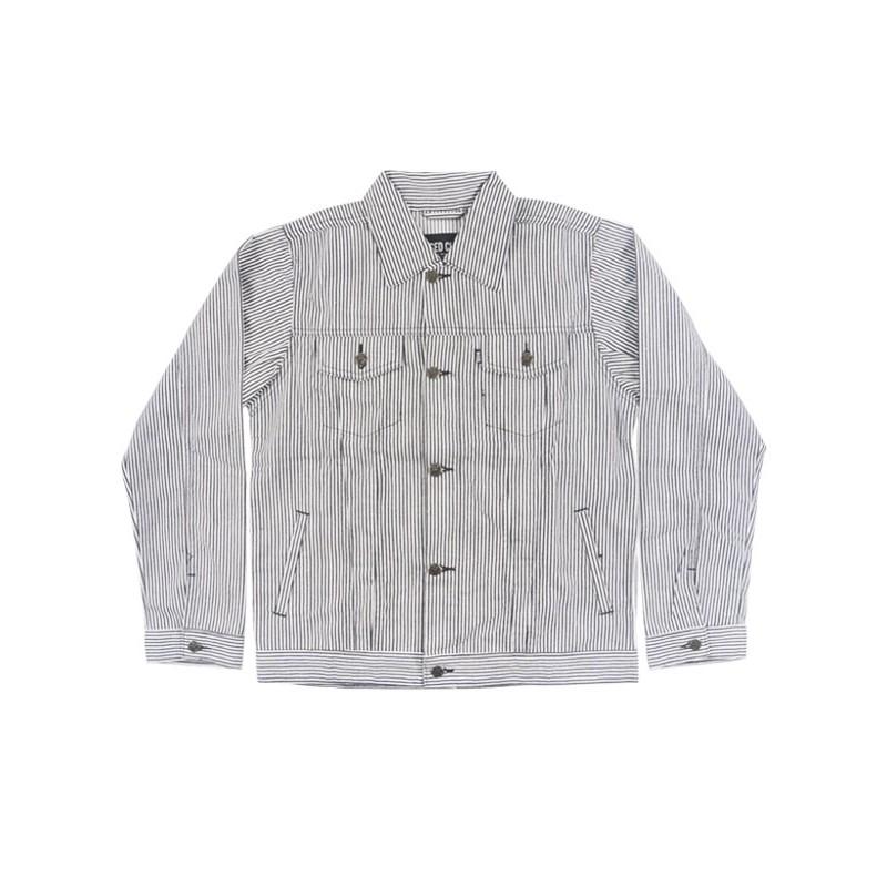 Based Club Stray Jaket Denim Lengan Panjang Stripe Biru