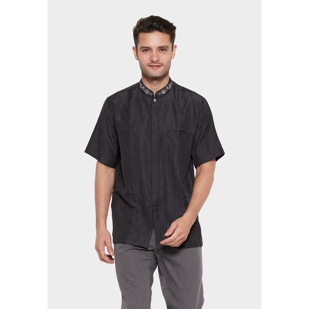 AL-AROFI Baju Koko Pria - Ceyhan Cotton Shirt Black