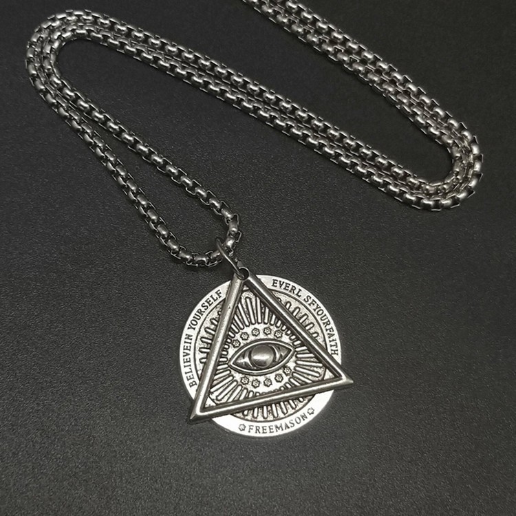 Eropa Amerika Fashion hiphop Trendi Pria Wanita Kepribadian Jalan Hip-Hop Baja Titanium Kalung Dewa Matahari Mata Disc Dekorasi Hip-Hop Trendi Kalung Liontin