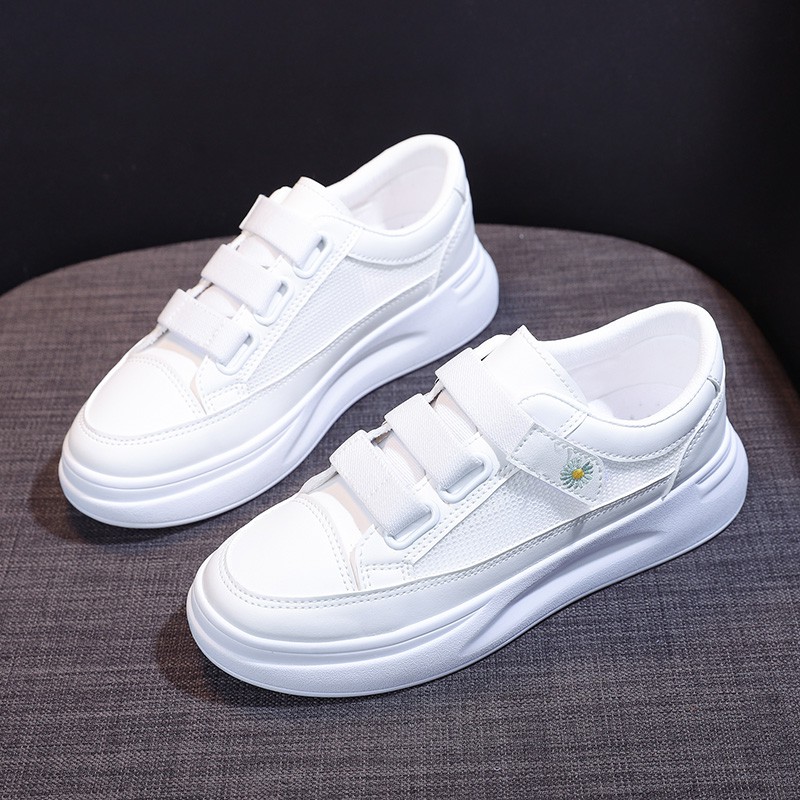 【CUCI GUDANG 】Sepatu Sneakers Wanita Bahan Mesh Breathable Warna Putih Gaya Casual / Korea untuk