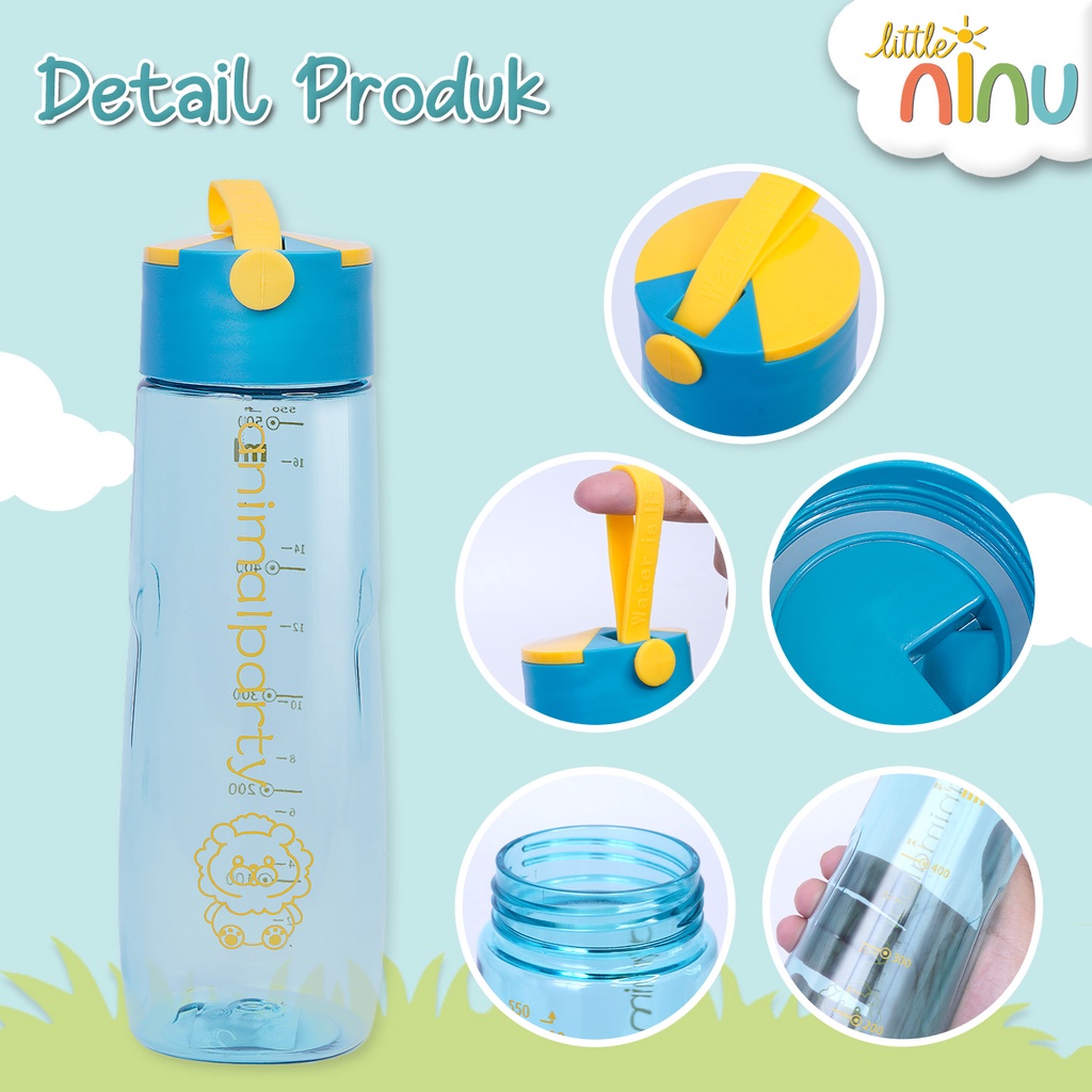 LITTLE NINU Botol Minum Anak Water Bottle Strap Silicone 550 ml