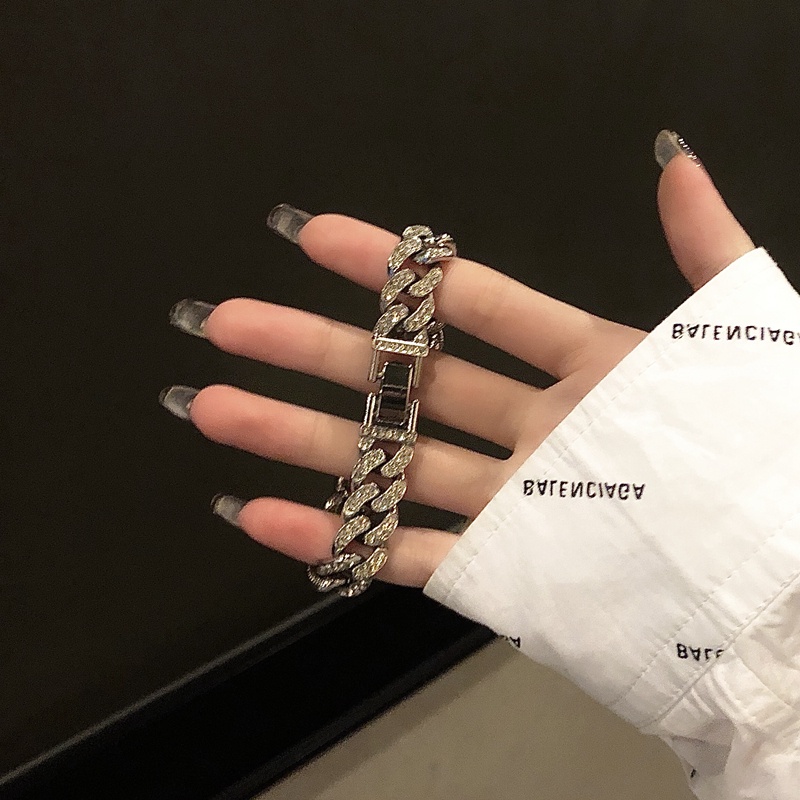 Gelang Desain Instagram Aksen Berlian Gaya hip hop Untuk Pria Dan Wanita