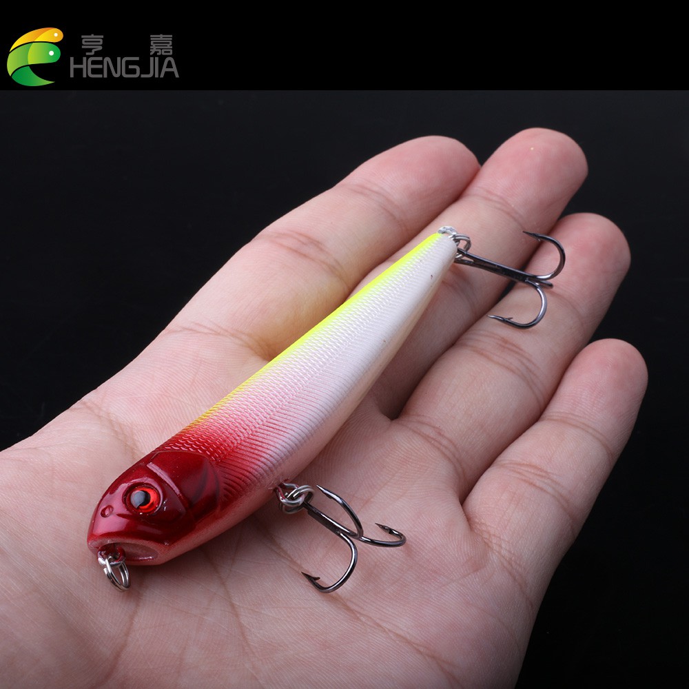 HENGJIA 2pcs/set Umpan Pencil Minnow Pancing Swimbait 9CM/9.6G Topwater Fishing Lure Ikan Bait Kail