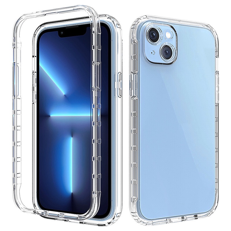 2 In 1 Soft Case Silikon Transparan Shockproof Cover iPhone 14 13 12 11 Pro Max X XS Max XR Se20 7 8 Plus