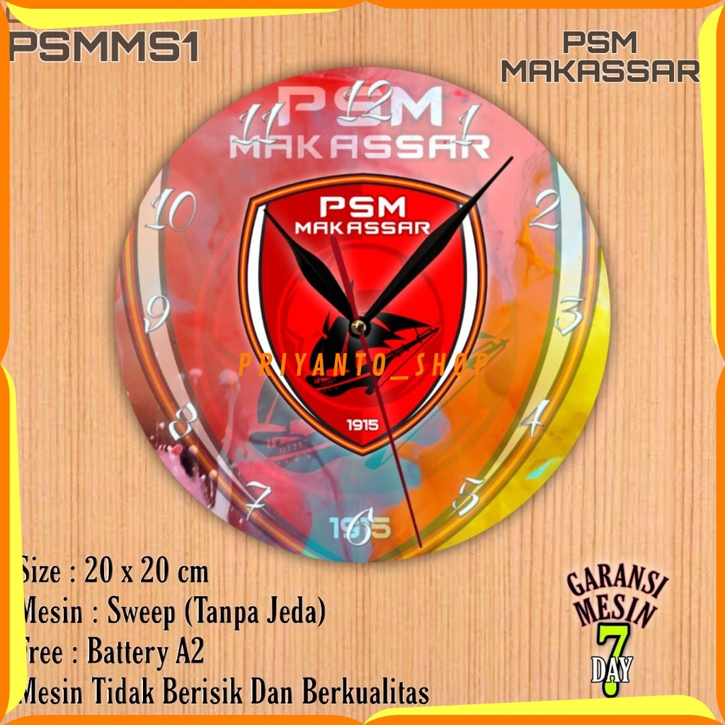 Jam Dinding Team Club Klub Sepakbola PSM MAKASSAR Mesin Halus