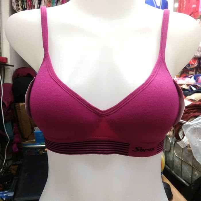 Bra Sport Sorex 65003 Bra Basic untuk Sehari - hari Tanpa Kawat dengan Busa Tipis dan Motif Garis