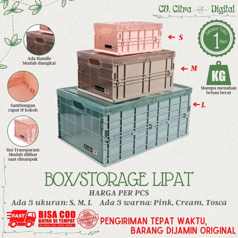 kotak penyimpanan lipat serbaguna   box lipat   folding storage portable box   container tempat baju