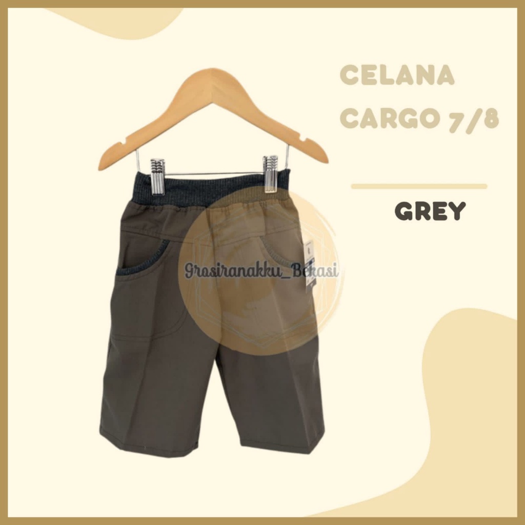 Celana Cargo Anak 7/8  Kekinian Grey 3-5Tahun