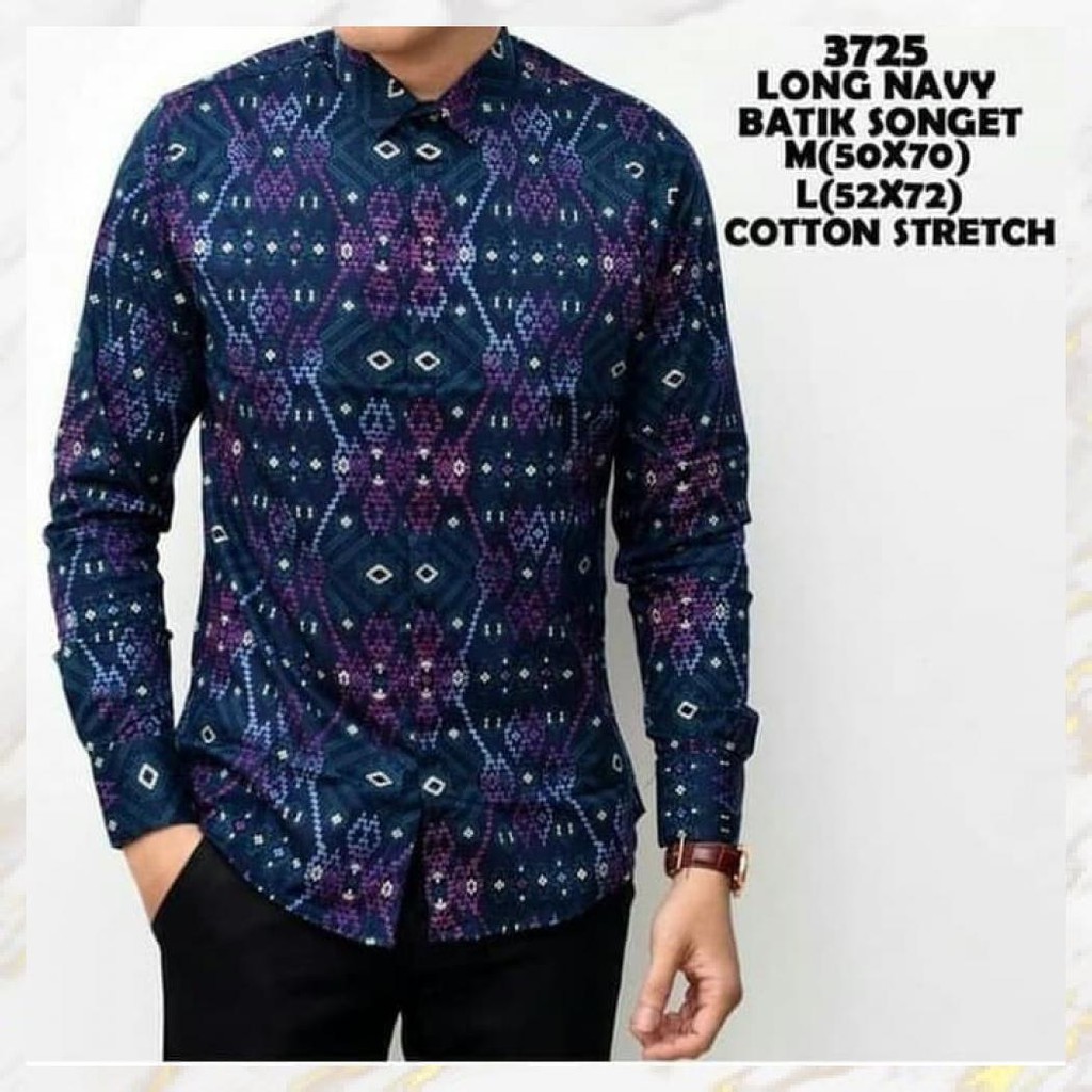 Baju Kemeja Pria | Kemeja Batik Songket Navy - Navy, M