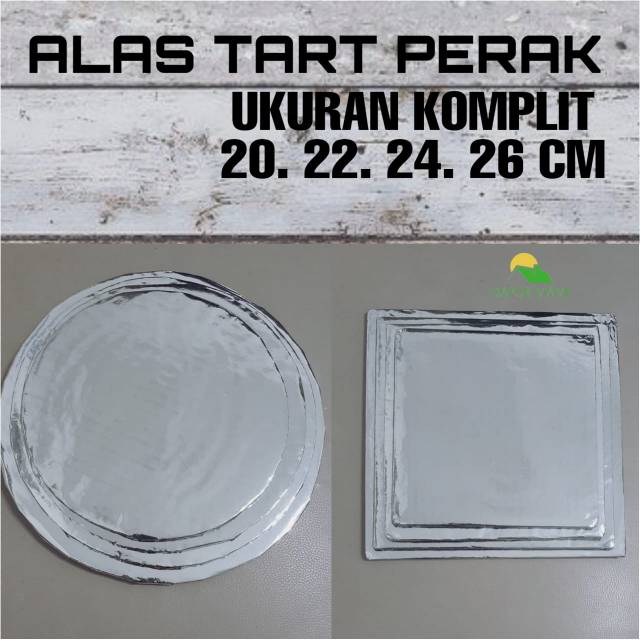 DAPURMAMI Alas Tart Perak Kotak Bulat uk.20,22,24,26cm