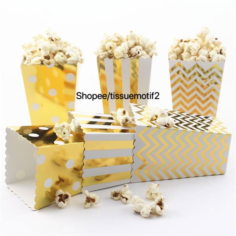 

Tempat dus popcorn/12pcs/gold/silver/pesta/paper box