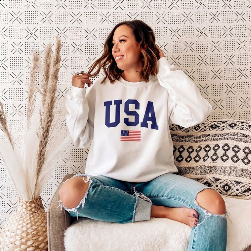 S - XXXXXL(6XL) Sweater USA FLAG BIGSIZE Oversize Sweatshirt Crewneck Oblong Jumbo 5XL 4XL 3XL 2XL