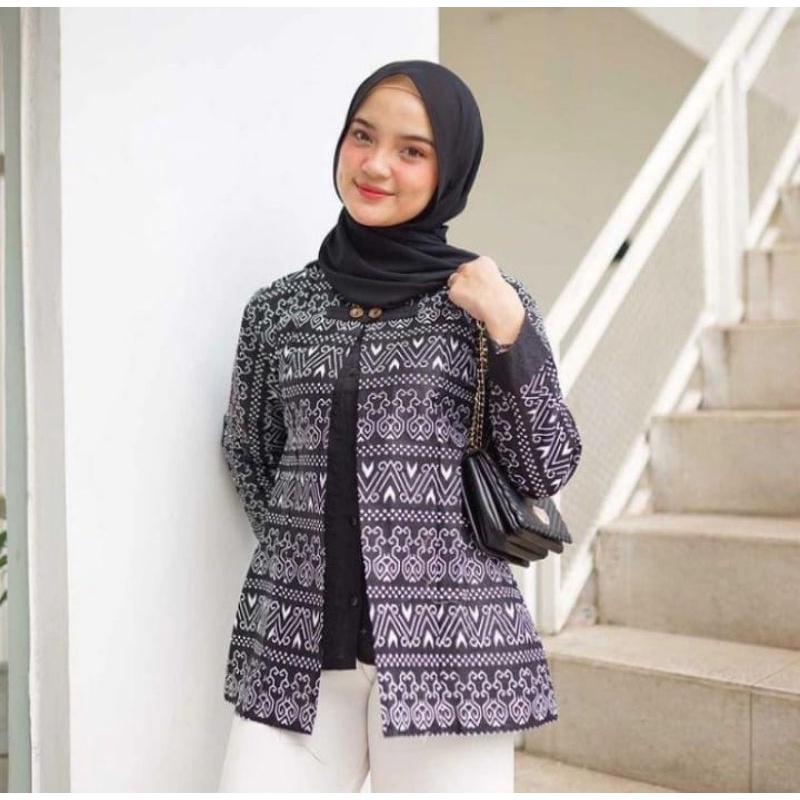 tey-17 Batik wanita ASJ SA HRB026 Kenongo Kemeja Tosca Pendek-Bol Semut