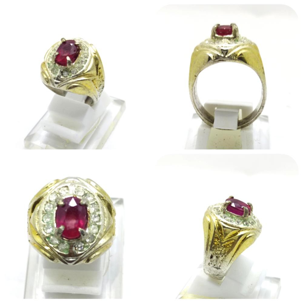 Cincin Batu Natural Ruby + Ring Kuningan Chrome (BSKC88)