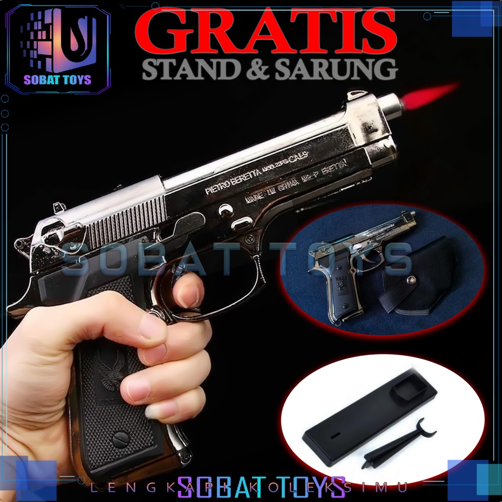 KOREK API PISTOL 1 BANDING 1 LIGHTER BARETTA BISA DI KOKANG