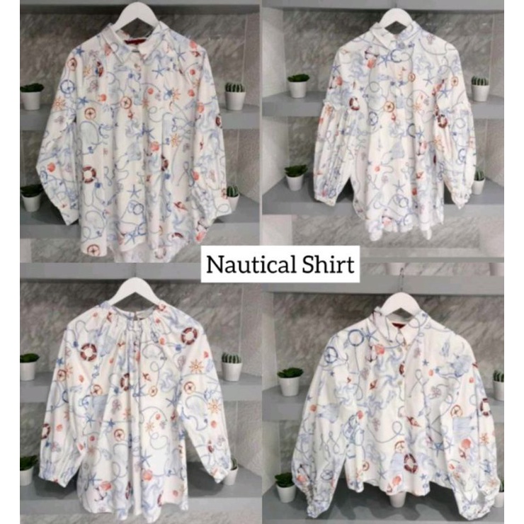 Nautical Blouse Benang jarum - white M