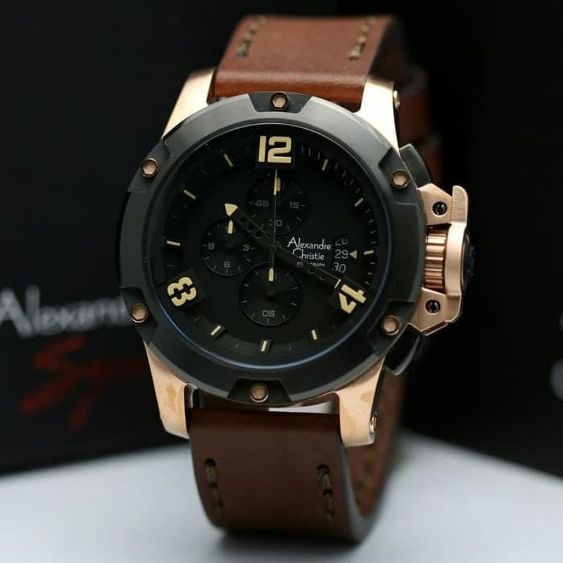 Jam Tangan Alexandre Christie AC 6295 PRIA / AC6295 MC Black Rosegold Original
