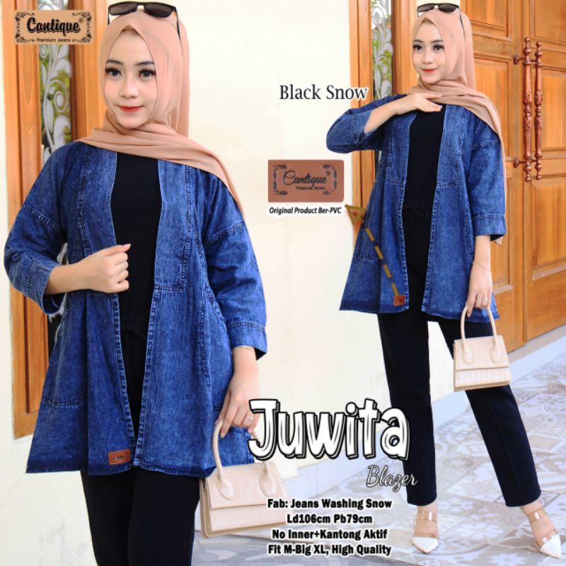 JUWITA BLAZER BY CANTIQUE (BLAZER JEANS WANITA) Blazer jeans muslimah modern rekomended