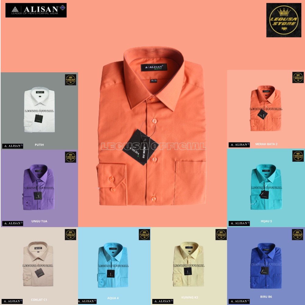 Alisan Lengan Panjang SLIMFIT Polos Kemeja Alisan Pria Formal Original Kemeja Alisan Lengan Panjang Kemeja Alisan Pria Kemeja Kerja